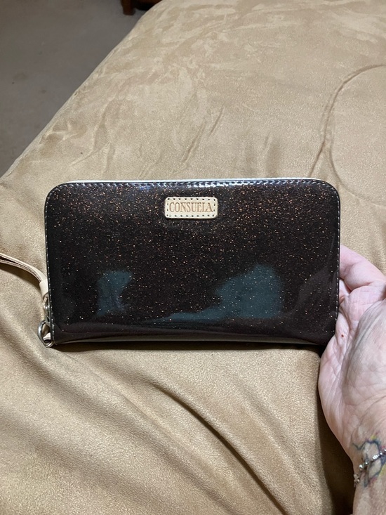 Consuela Handbags - Consuela Dark Brown Glitter Zip Wallet